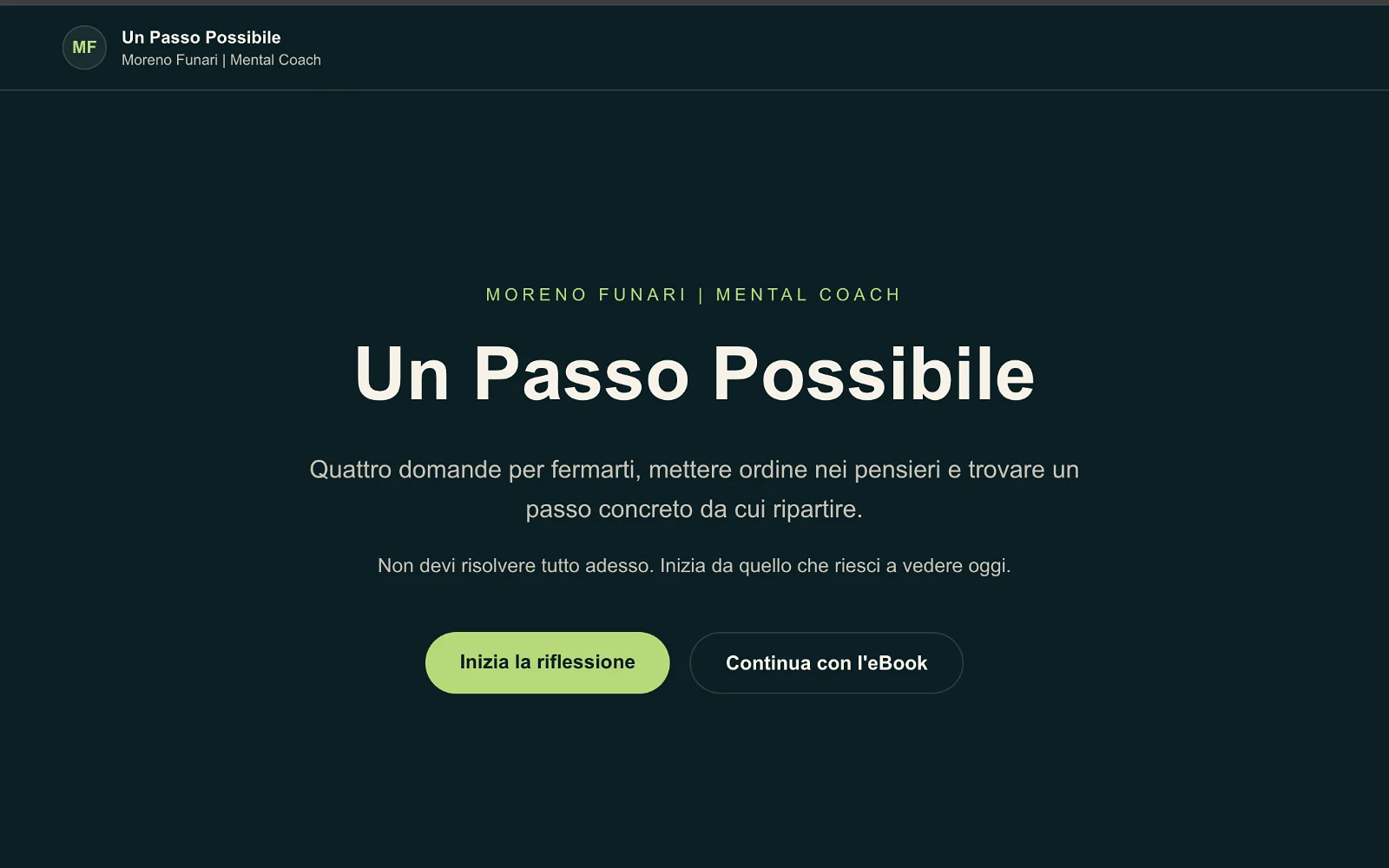 Schermata iniziale di Un Passo Possibile AI.